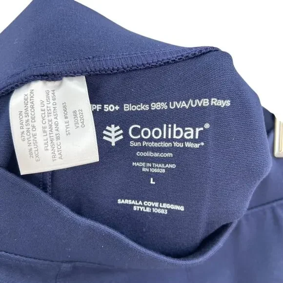 Coolibar Sarsala Cove Leggings Navy Blue UPF 50+ Size Large